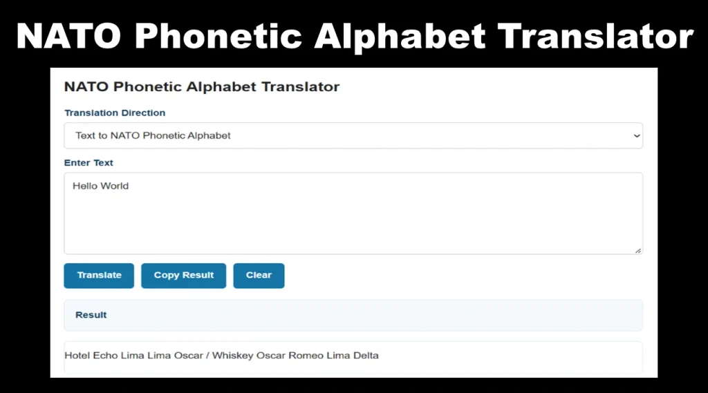 NATO Phonetic Alphabet Translator